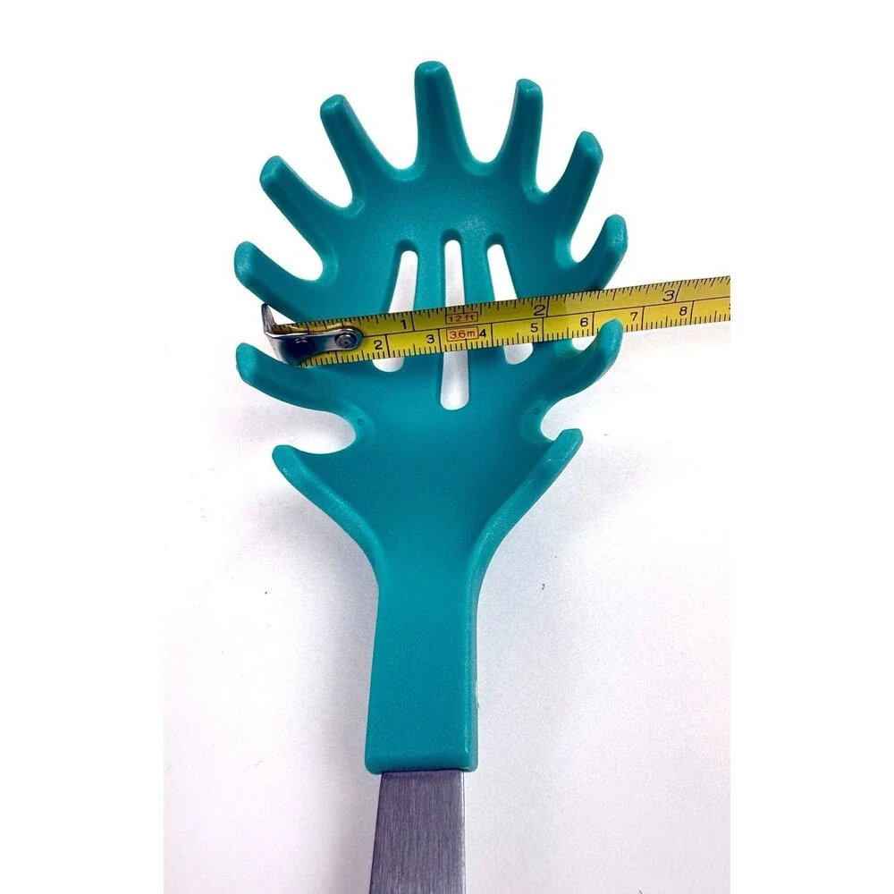 Kitchen Utensils Set: 3-piece Teal Silicone Pasta Server, Spoon, Slotted Skimmer